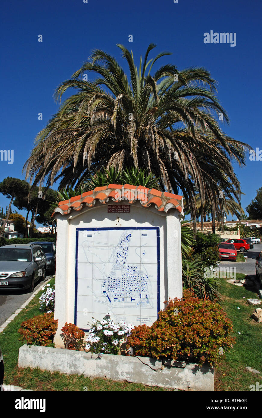 Ceramic urbanisation plan, Urb, Calypso, Sitio de Calahonda, Mijas Costa, Costa del Sol, Malaga Province, Andalucia, Spain. Stock Photo