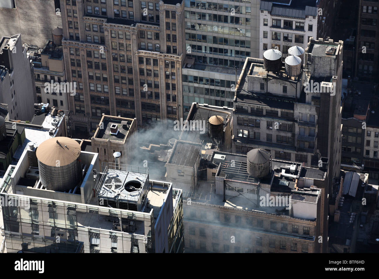 Rooftops within New York seen from the top of the Rockefeller Center in