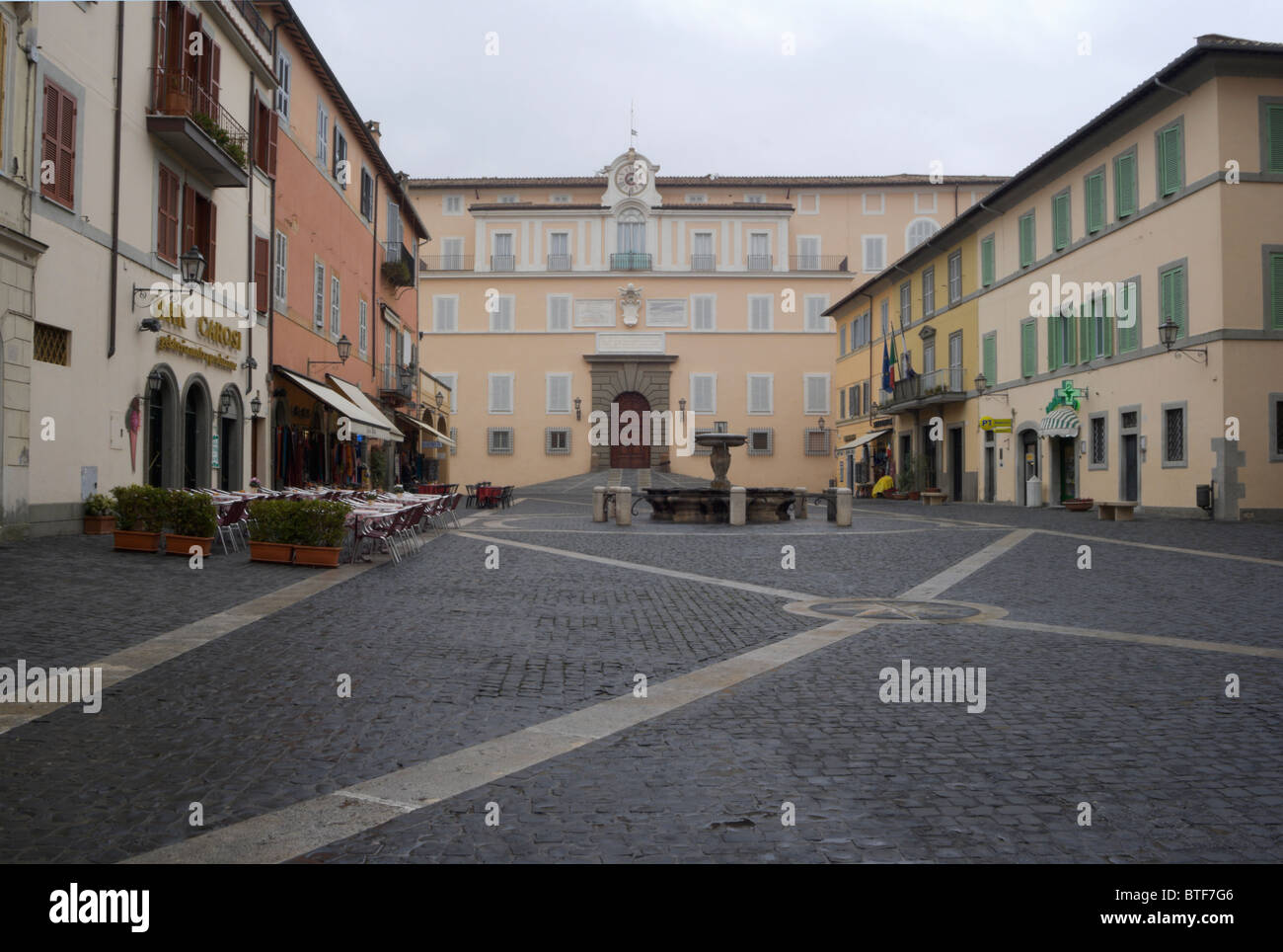 Castelgandolfo, Italy, main square with Vatican building Stock Photo