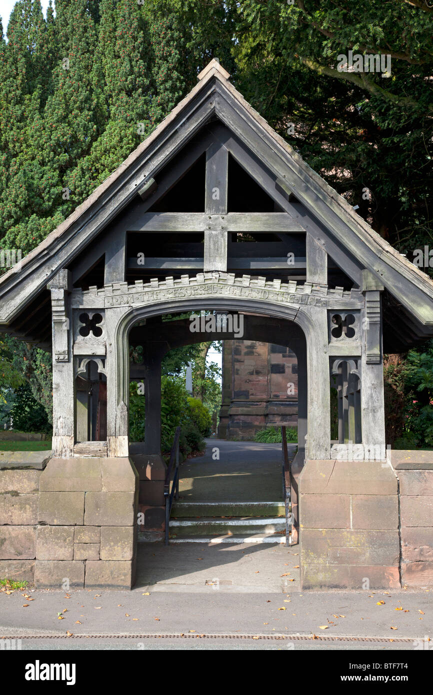 Lych Gate at St Matthew's Church, Stretton, Cheshire Stock Photo