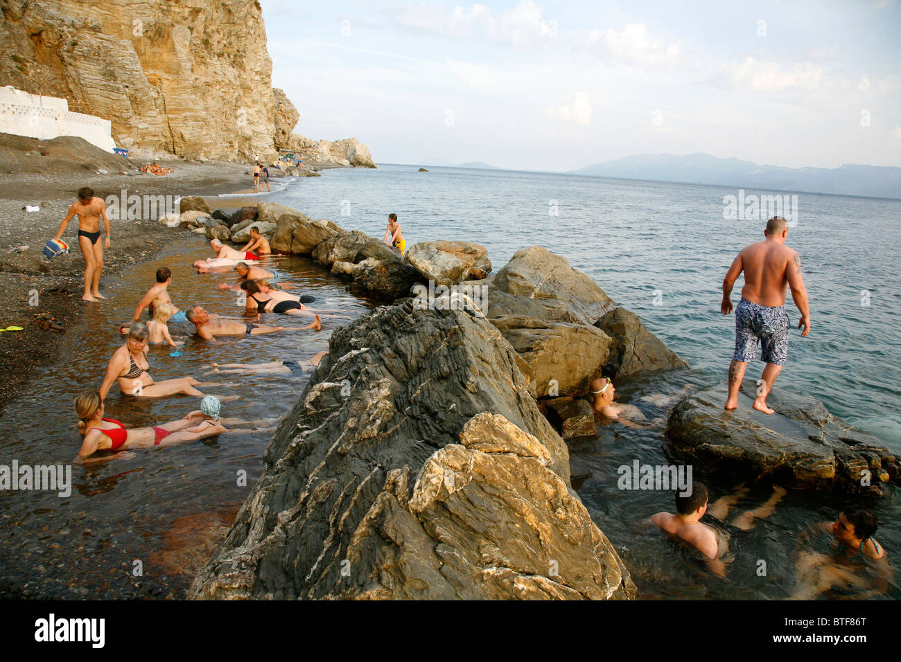 Embros Therme hot springs also known as Therma Loutra, Kos, Greece. Stock Photo