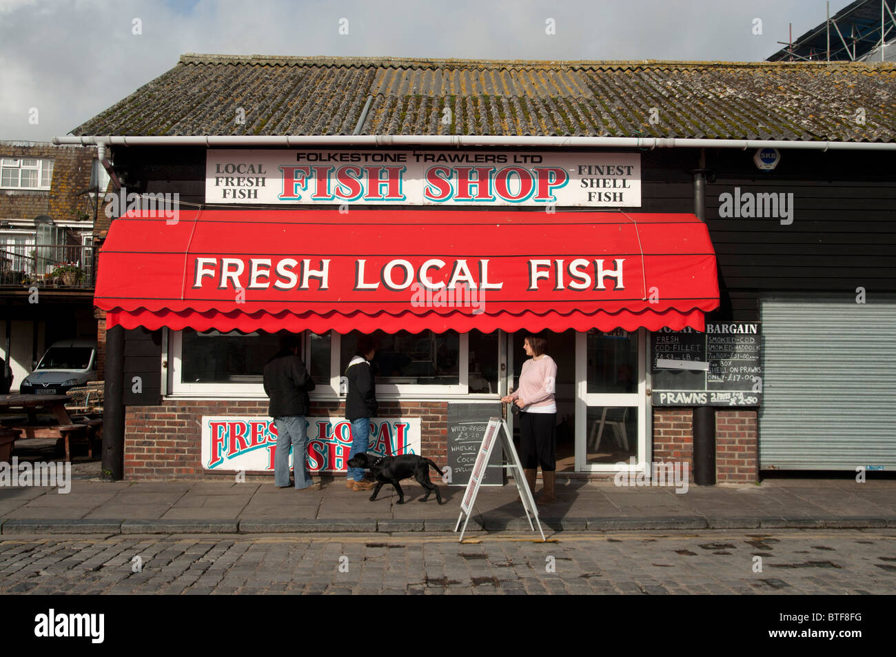 fish shop Folkestone harbour town kent england UK Stock Photo Alamy