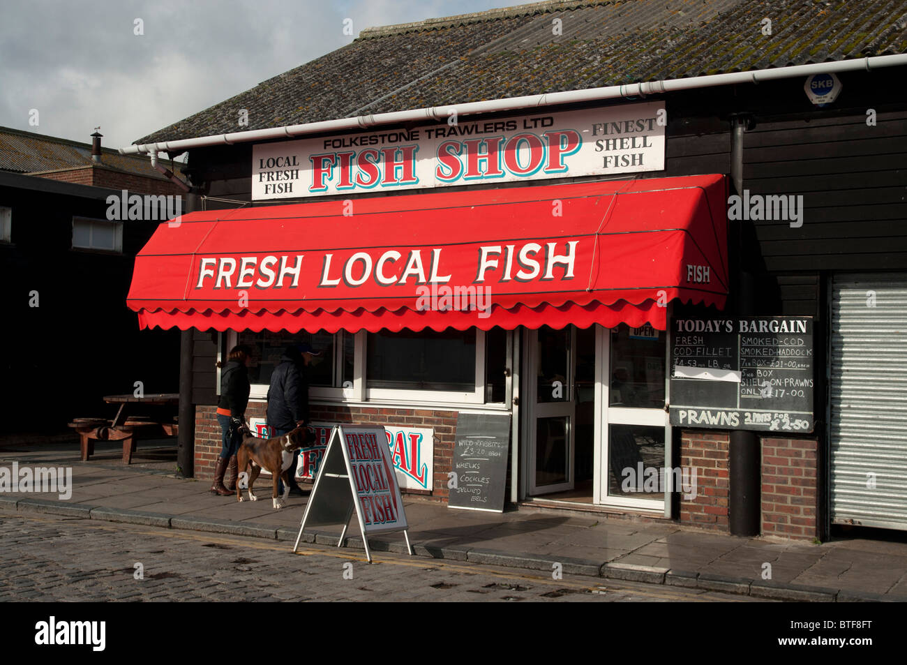fish shop Folkestone harbour town kent england UK Stock Photo Alamy