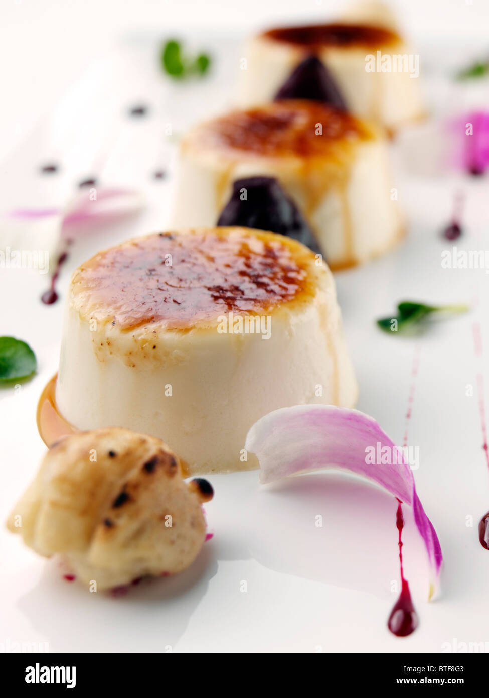 Goats cheese creme brulee savory dessert Stock Photo Alamy