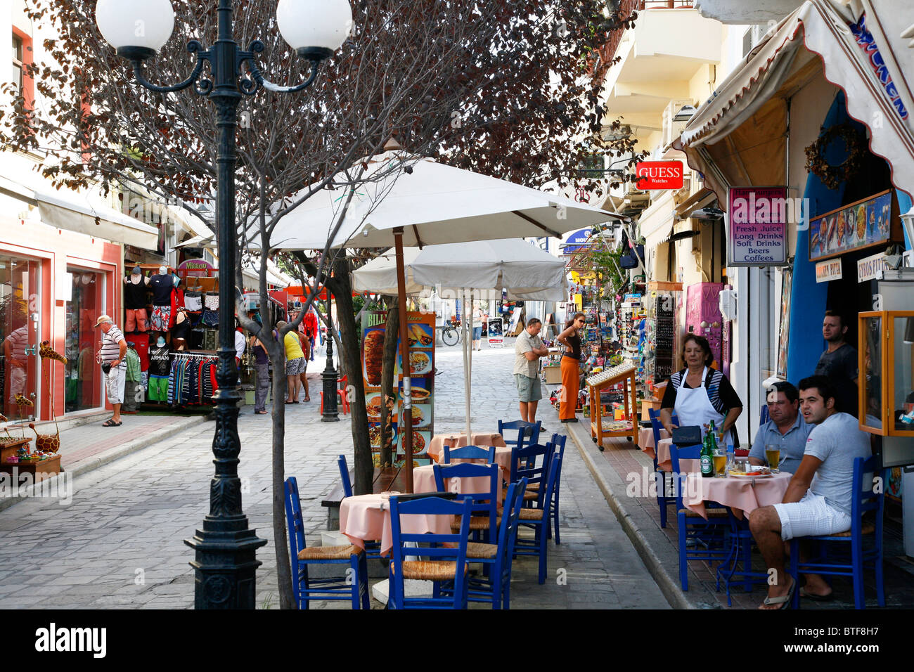 Cafe in the centre of Kos Town, Kos, Greece. Stock Photo