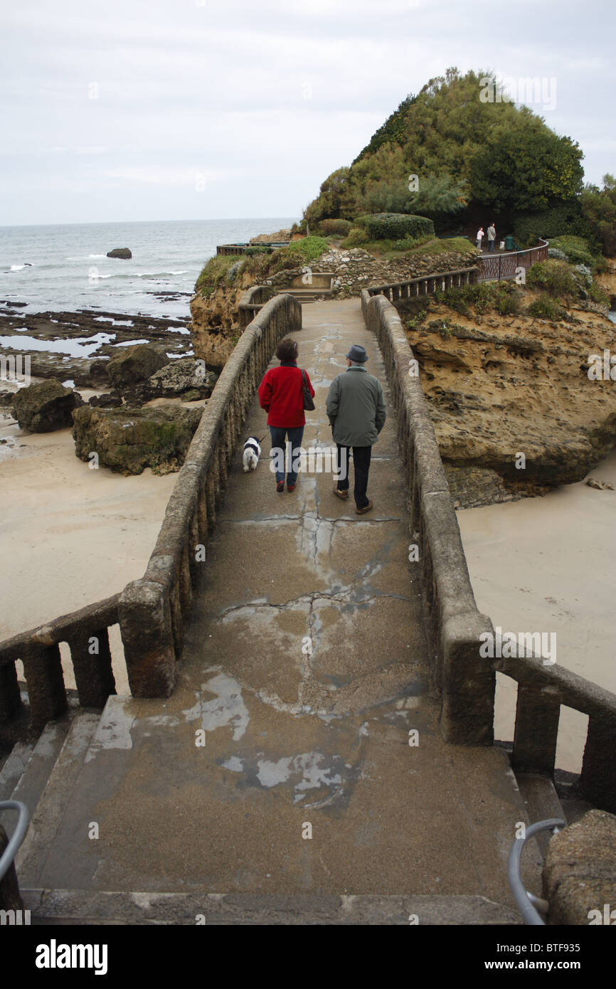 The Basta Rock, the Big Beach of Biarritz, Basque country, France Stock Photo
