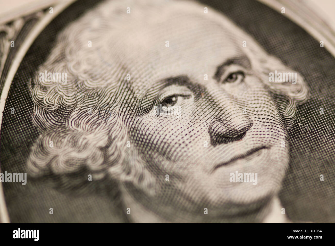 Close up of George Washington on one dollar bill Stock Photo