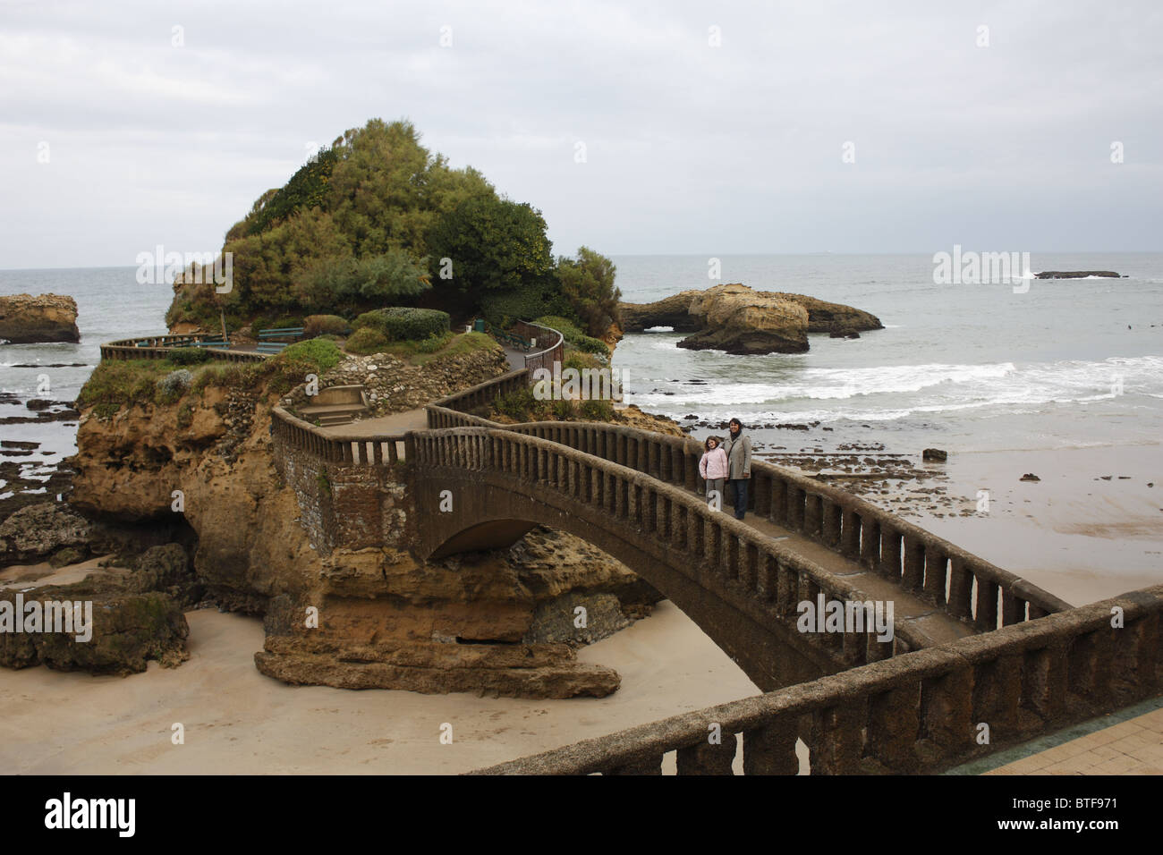 The Basta Rock, the Big Beach of Biarritz, Basque country, France Stock Photo