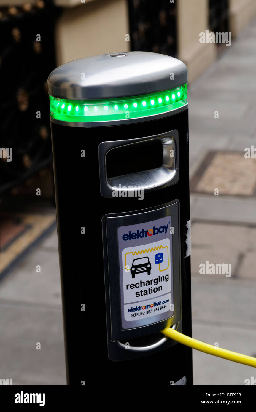 Elektrobay electric car recharging station outside the Royal Institution, Albemarle Street, Mayfair, London, England, UK Stock Photo