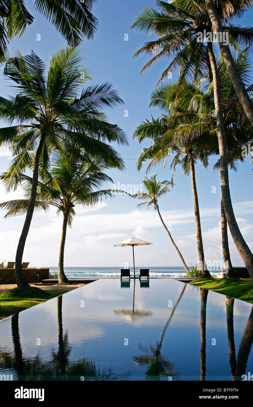 Infinity pool at the Apa Villa Hotel, Sri Lanka. Stock Photo