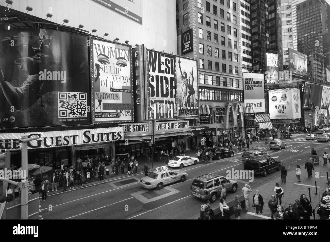 Black and white photo of Times Square, New York City Stock Photo