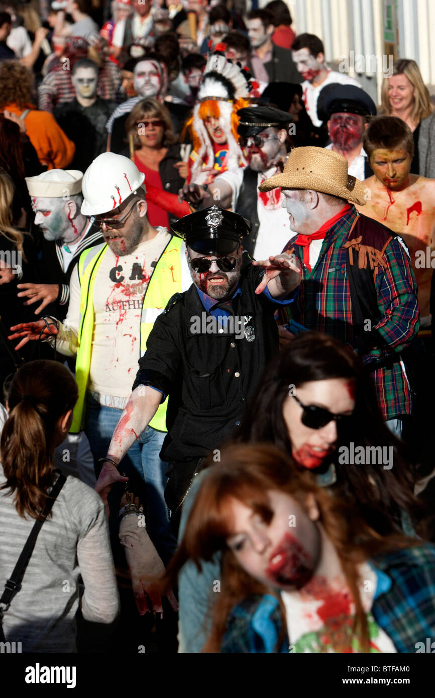 Two girls taking part in the Zombie Walk in Brighton, East Sussex, UK. Stock Photo