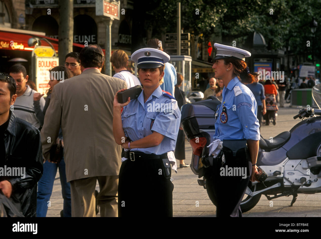 French people person female policewomen Saint-Michel District Latin Quarter city of Paris Ile-de-France region France Europe Stock Photo