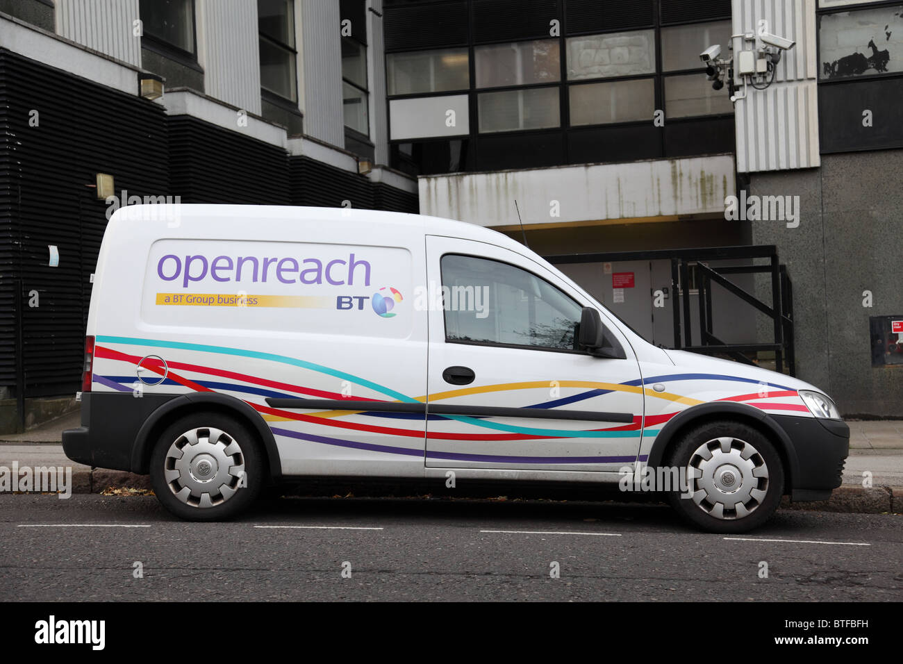 A BT Openreach van on a U.K. street. Stock Photo