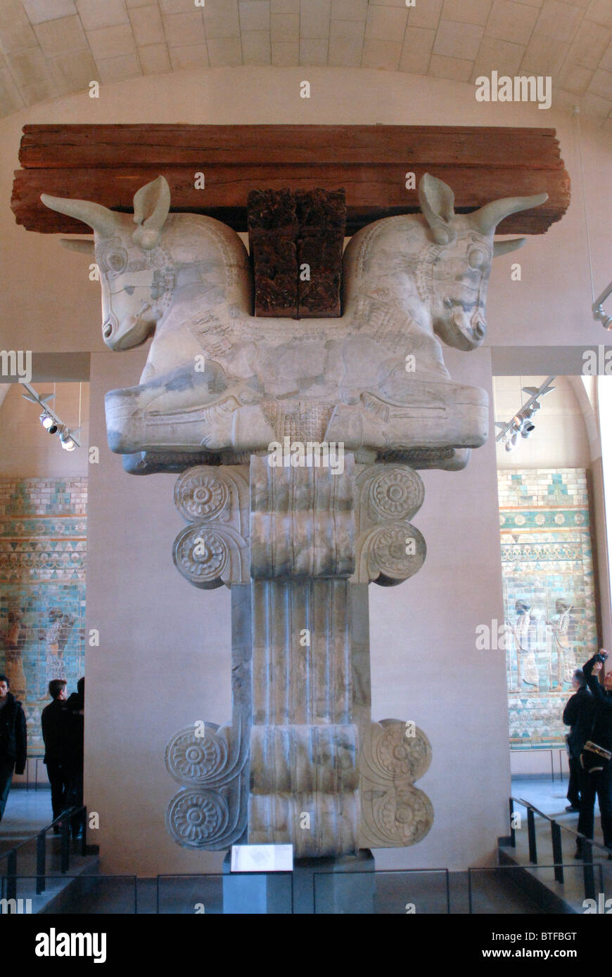 Babylonian column. Sumerian and Babylonian art. Louvre Museum Stock Photo