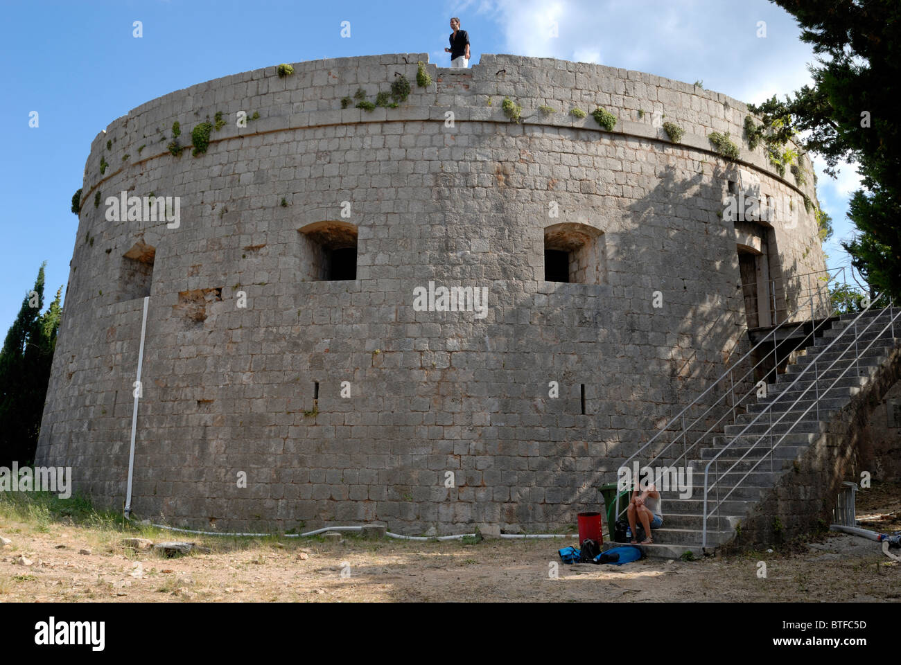 A fine view to the Fort Royal of the Lokrum Island. The French army started the construction of the fortress immediately after.. Stock Photo