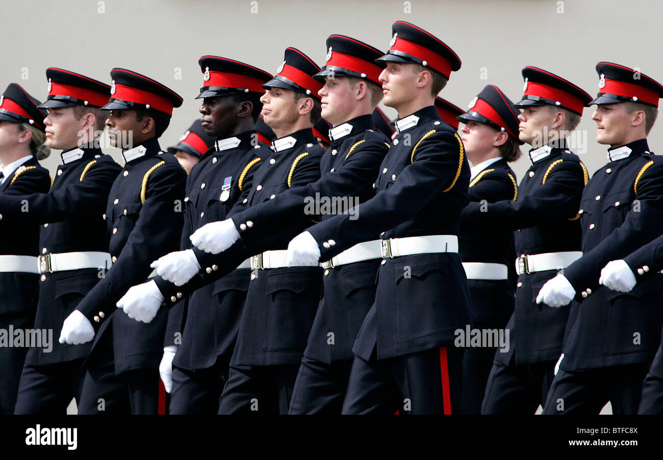 Officer cadets at the Passing Out Parade at Sandhurst Royal Military Academy, Surrey, UK Stock Photo