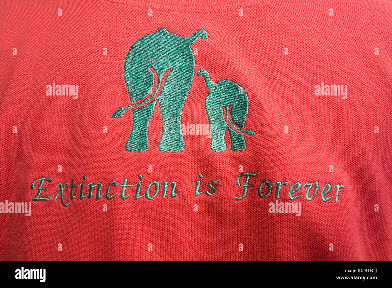 Embroidered shirt from Patara Elephant Farm, an elephant rescue operation in the Chiang Mai area of Thailand Stock Photo