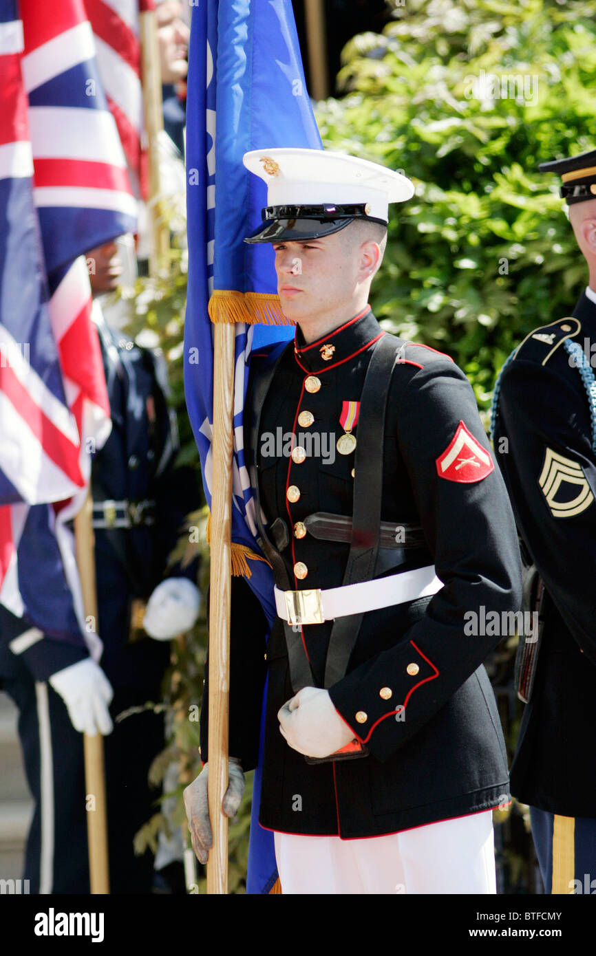 Military officer of the US marines in Honor Guard at The White House, Washington DC, USA Stock Photo