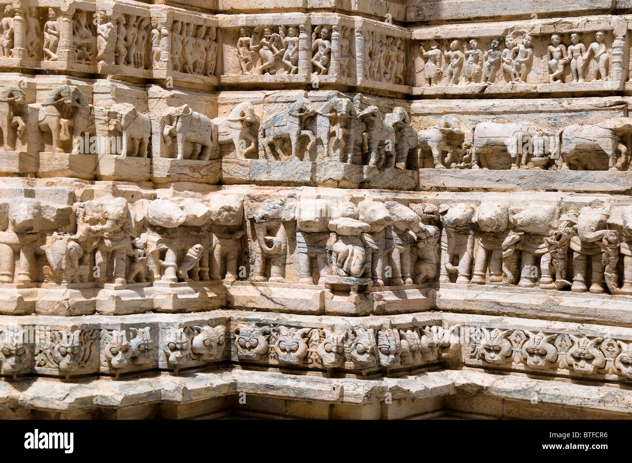 Stone Carvings, Jagdish temple, Udaipur, Rajasthan, India Stock Photo