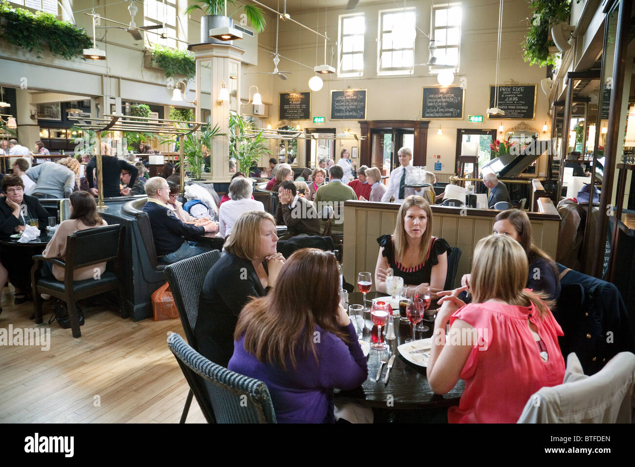 People eating and drinking in Browns bar and Brasserie restaurant