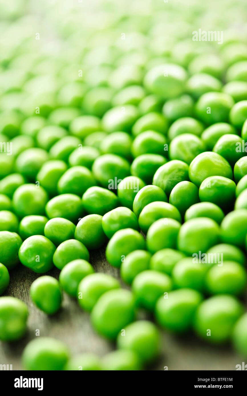 Closeup on fresh green organic green peas Stock Photo