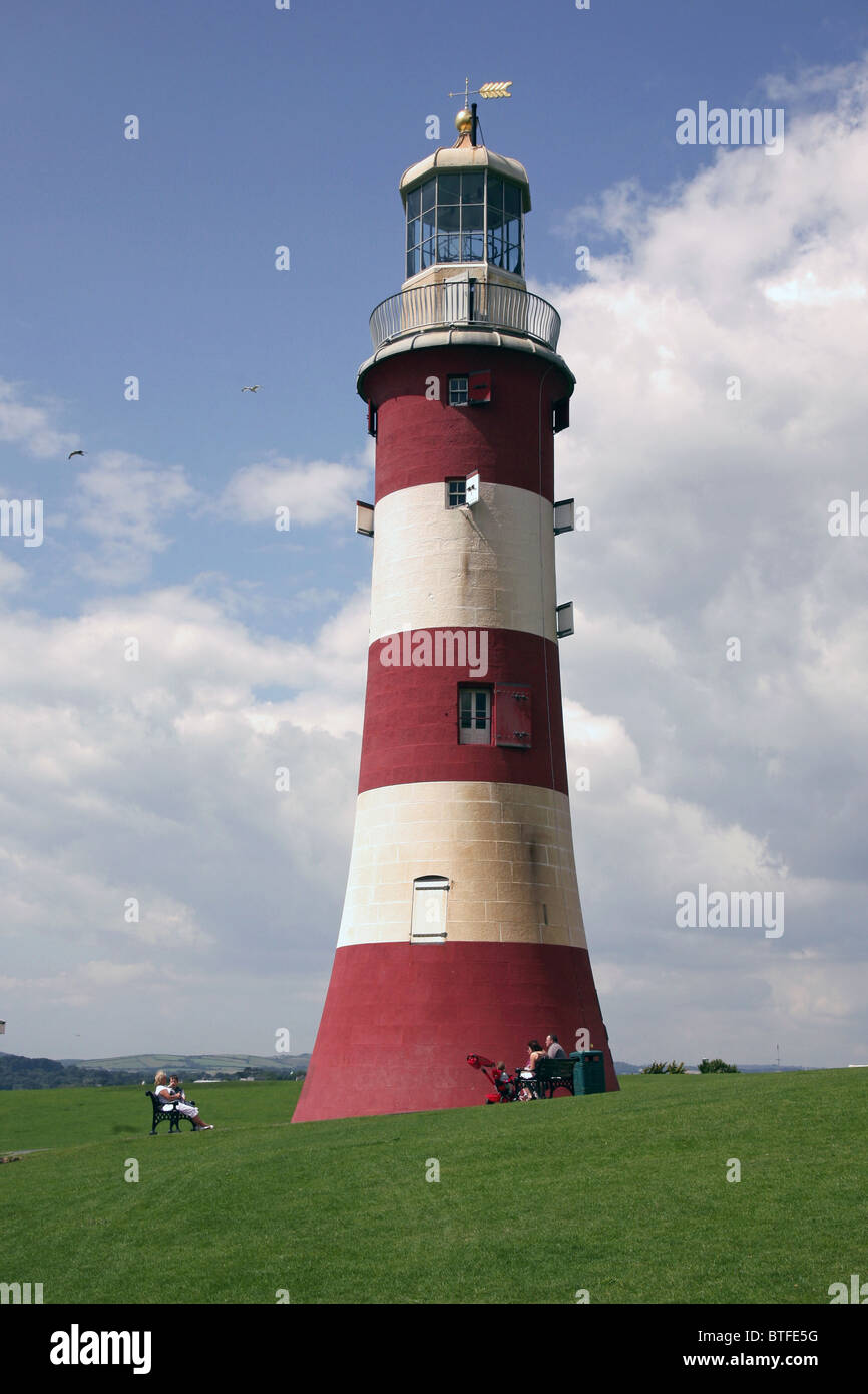 Smeaton's Tower - Lighthouse on Plymouth Hoe in Devon Stock Photo - Alamy