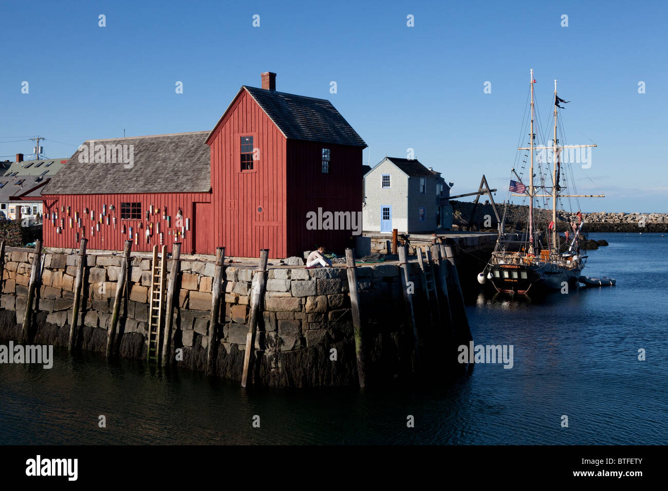 Motif #1 with the schooner Formidable at the dock. Stock Photo