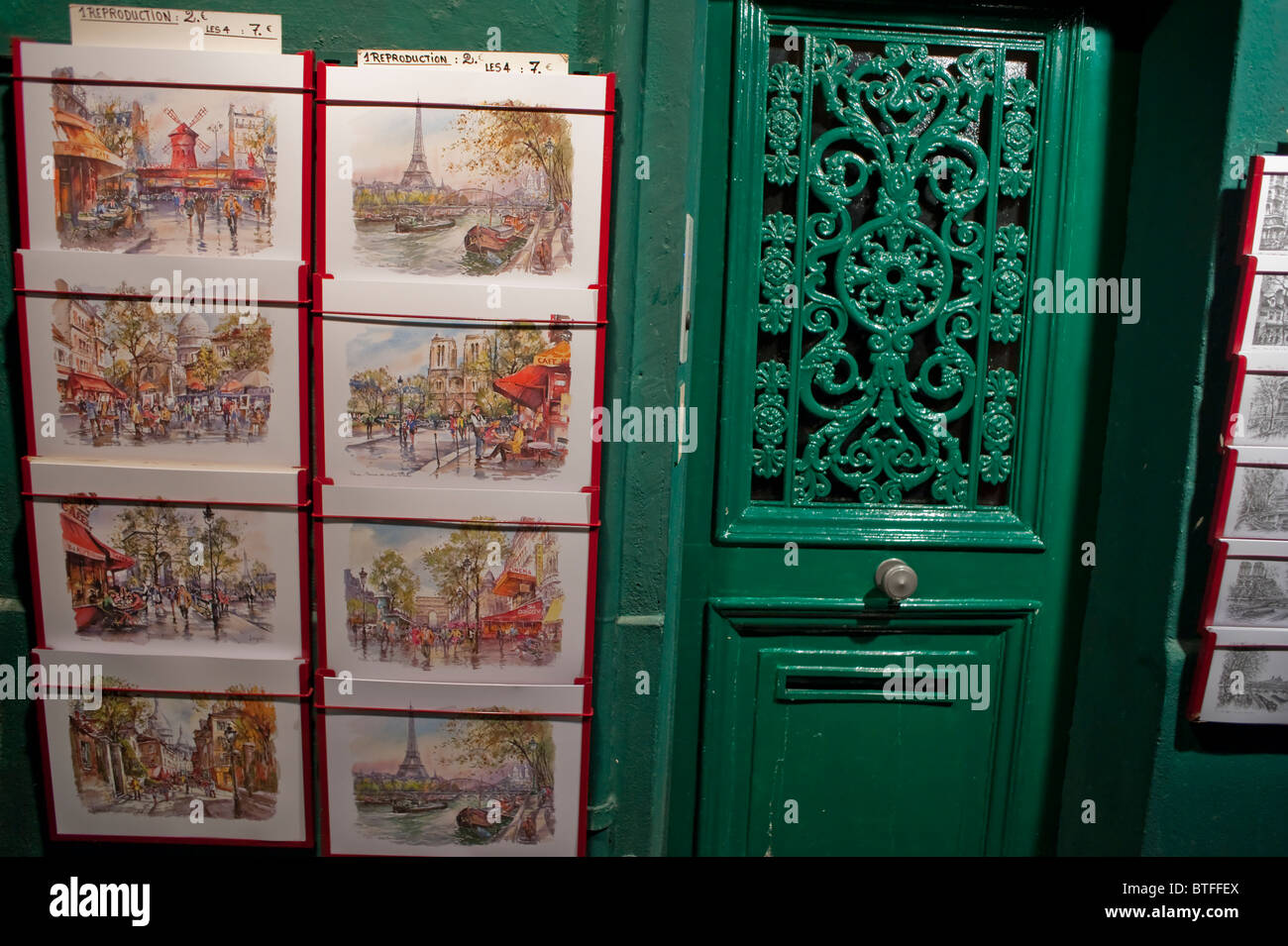 Paris, France, Montmartre District, Door, Art Display, Outside Tourist Store Stock Photo