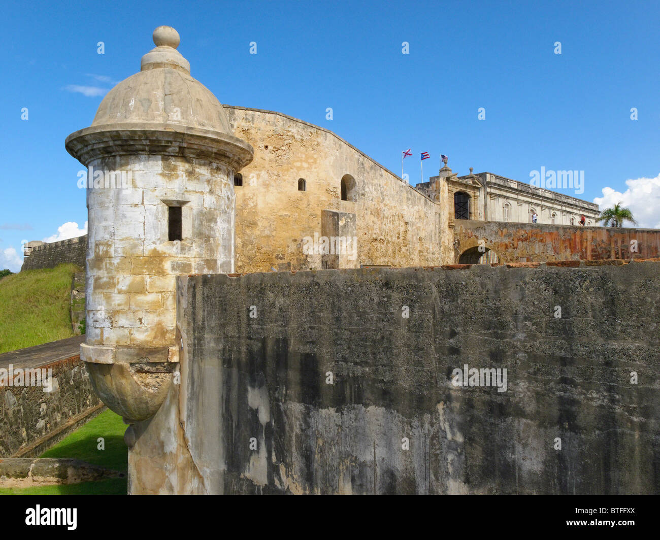 Close Up View of a Spanish Sentry Post on the Wall of the San Cristobal Fort, San Juan, Puerto Rico Stock Photo