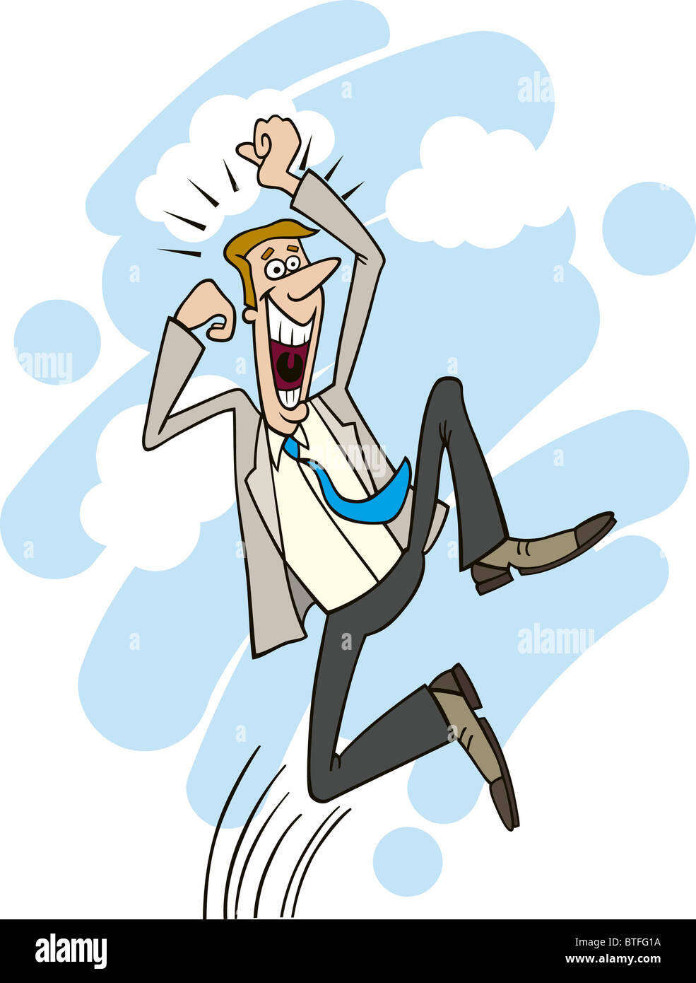 Illustration of happy stockbroker jumping Stock Photo