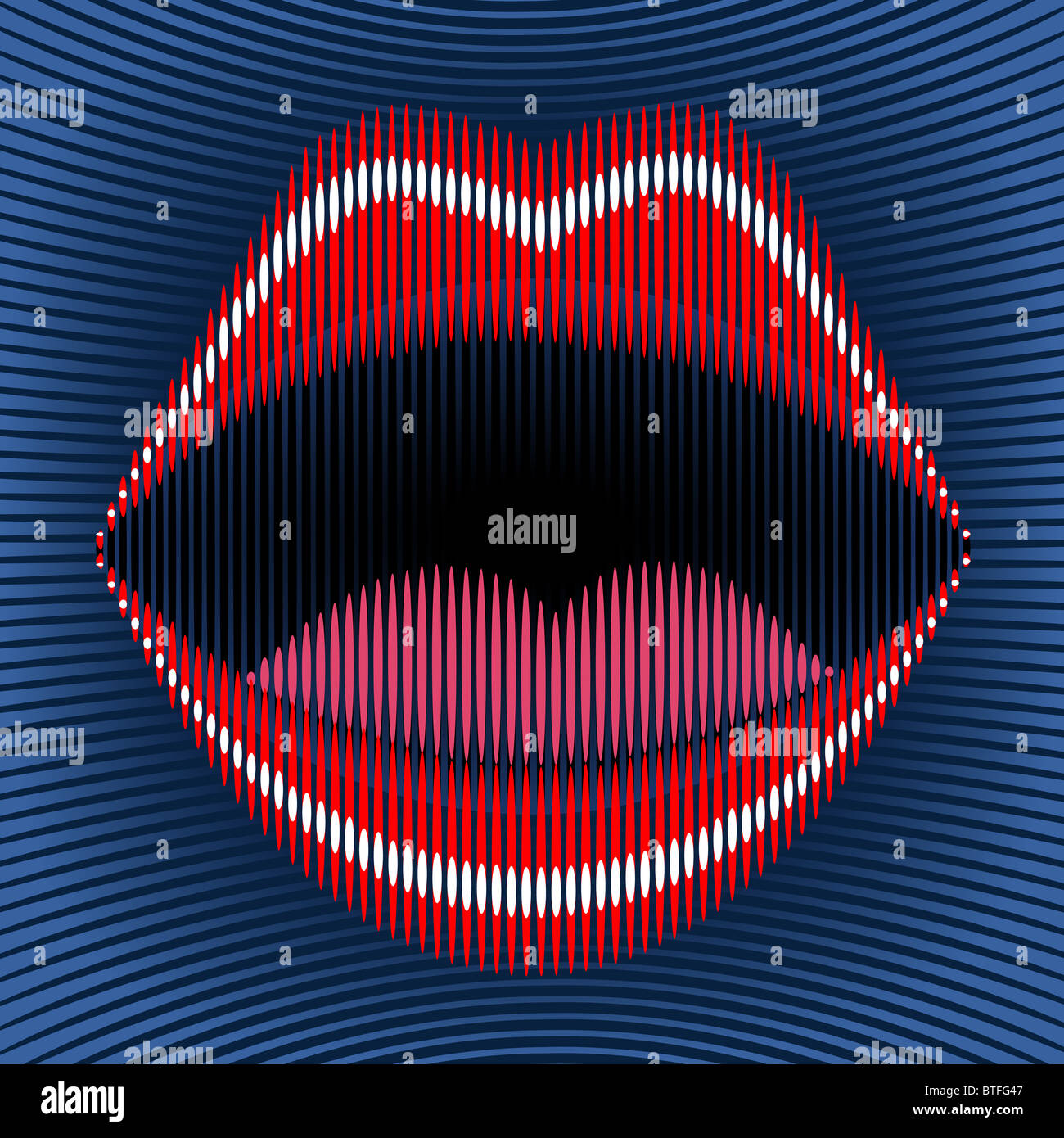 Illustration of lips made of stripes Stock Photo