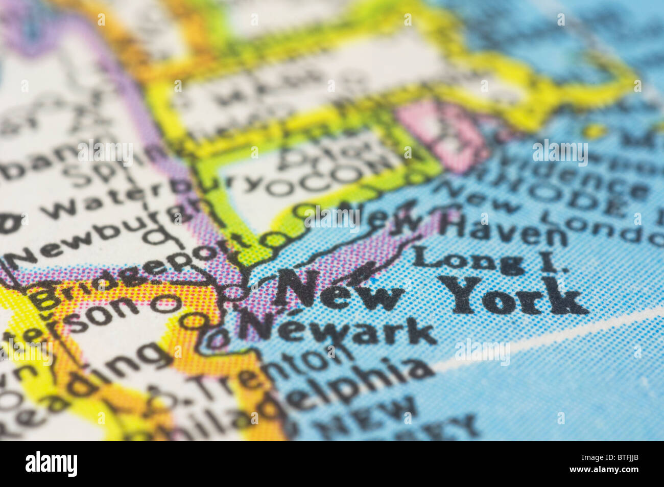 new york close up on map, shallow depth of field Stock Photo - Alamy