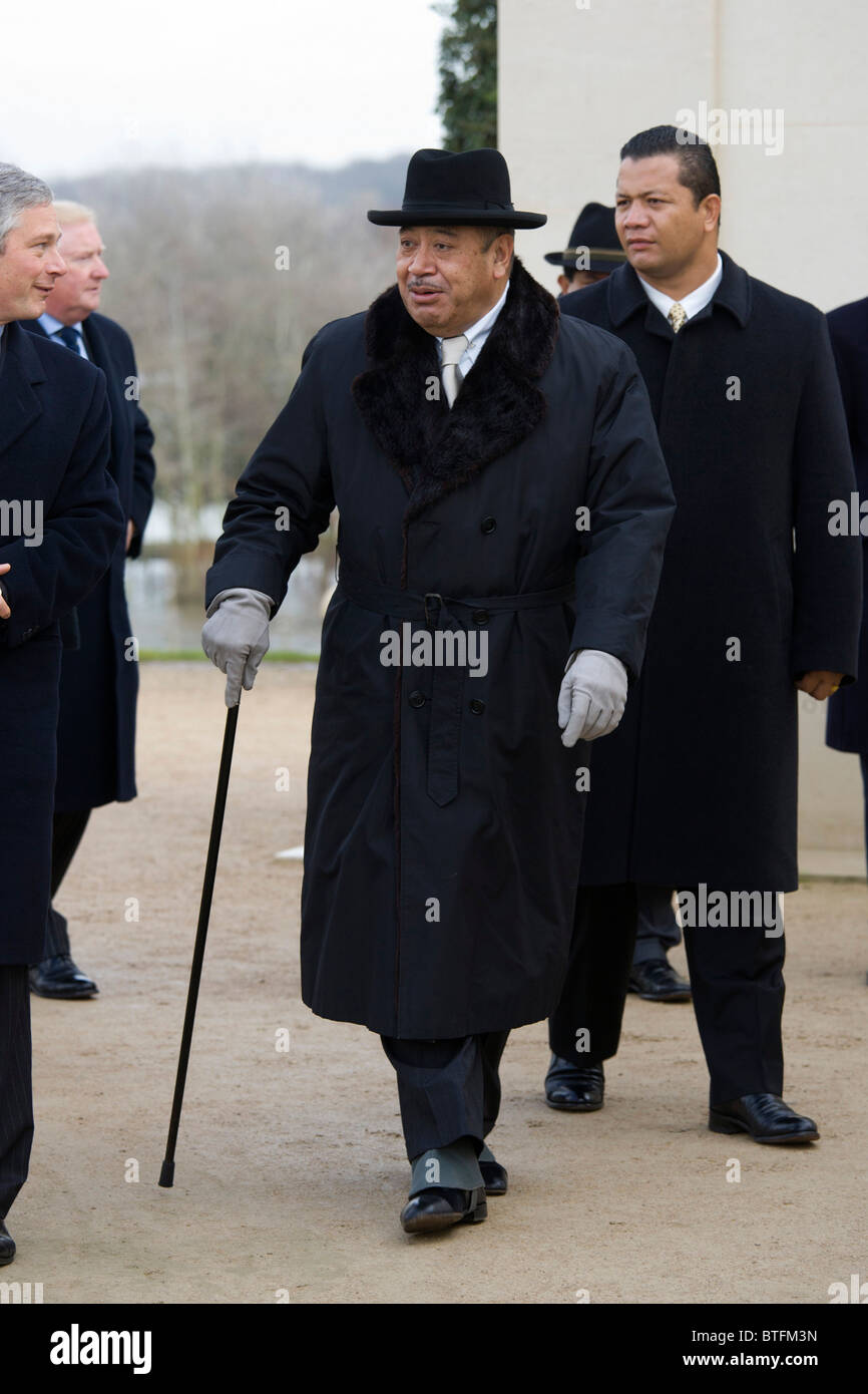 The King of Tonga paying a visit to the National Memorial Arboretum, Alrewas, Staffordshire. Stock Photo