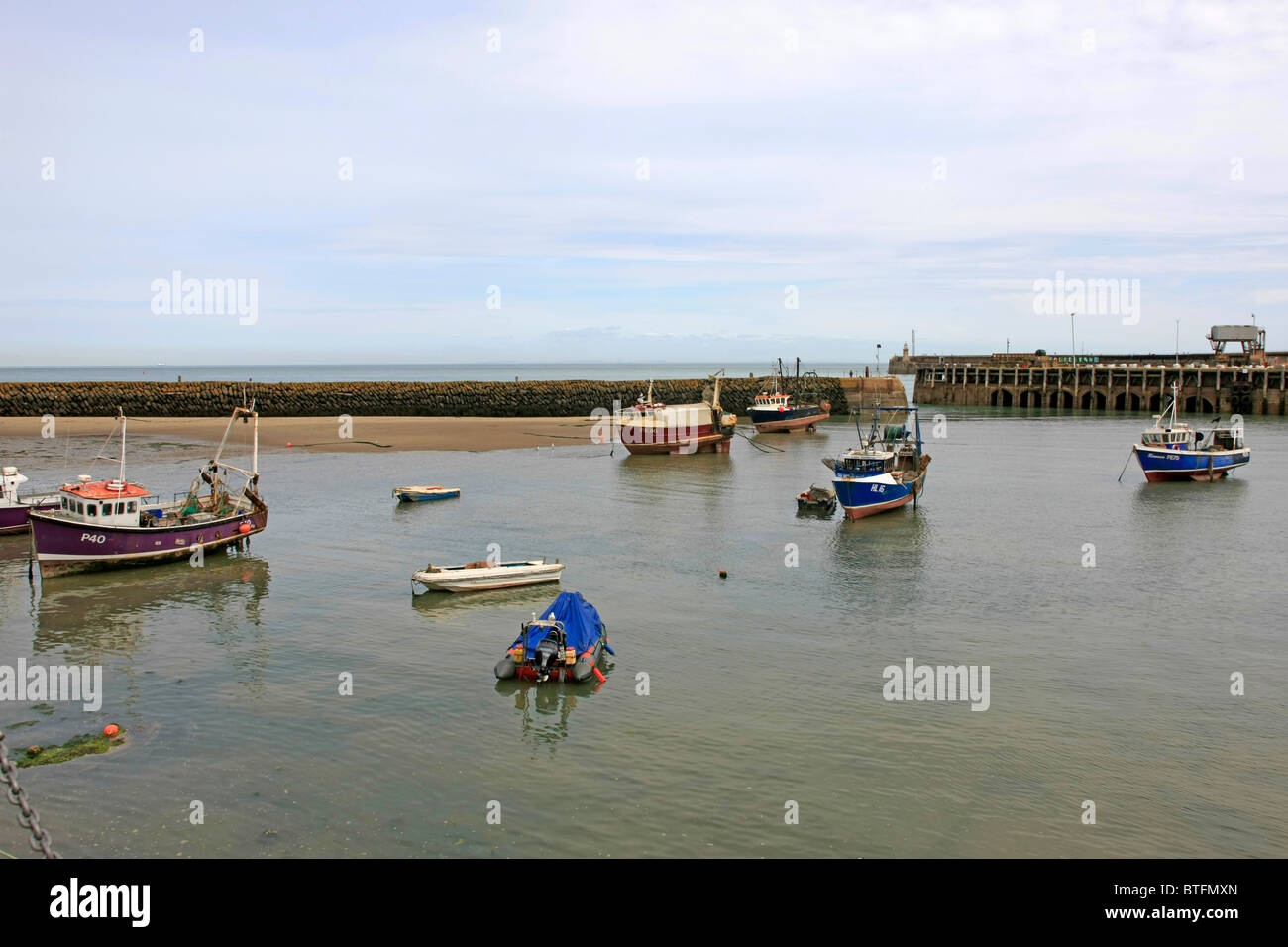 The outer harbour at Folkestone Kent Stock Photo Alamy