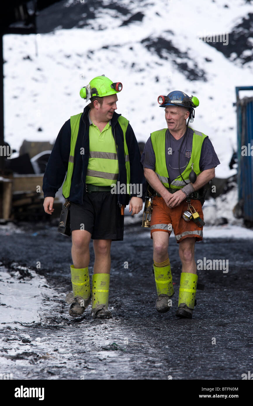 Miners prepare for work at Daw Mill Mine, Arley, Near Coventry, Warwickshire, the largest coal mine in the UK. Stock Photo