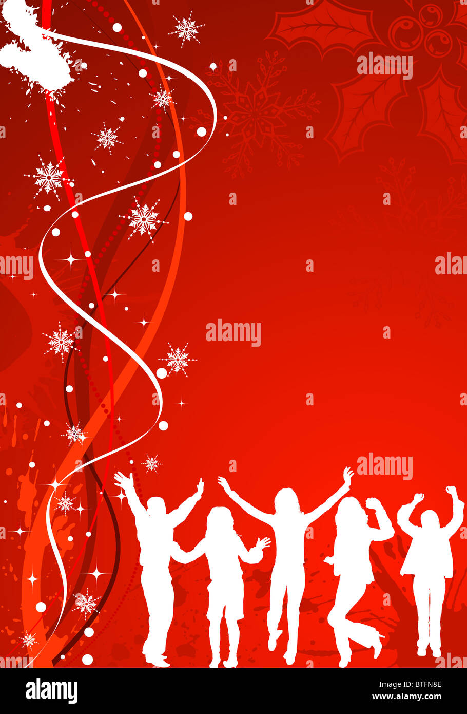 Christmas Background With Wave Pattern Silhouettes Dancing Man