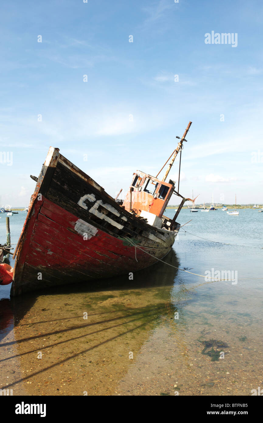 Old fishermans skiff off West Mersea Stock Photo