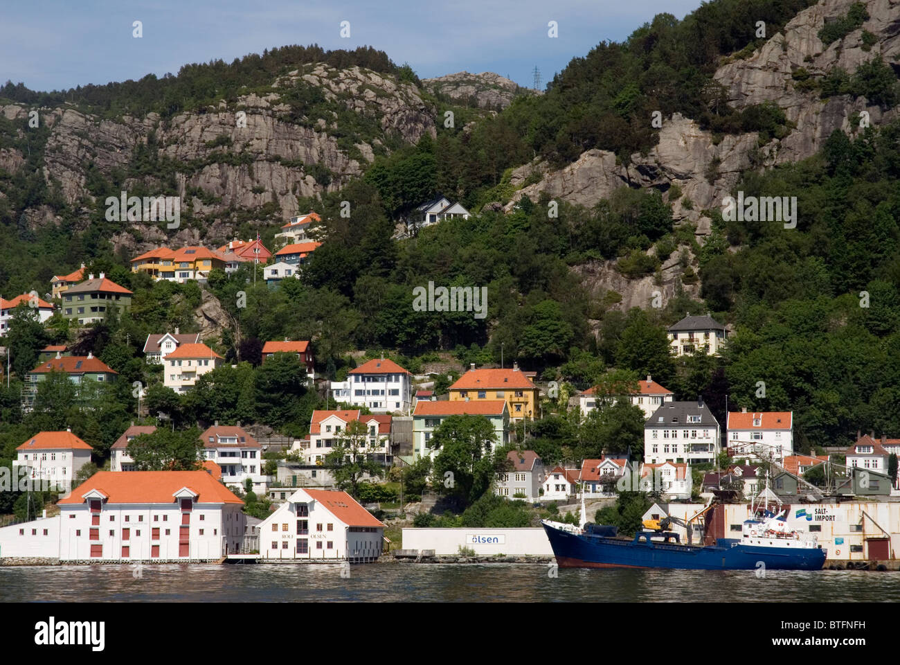 Houses Area Sandviken, Bergen, Norway. Stock Photo