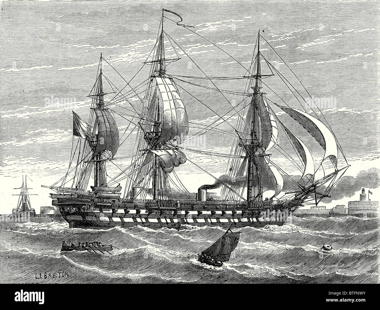 The 'Napoleon', French steam-propelled warship, launched in 1849 Stock Photo