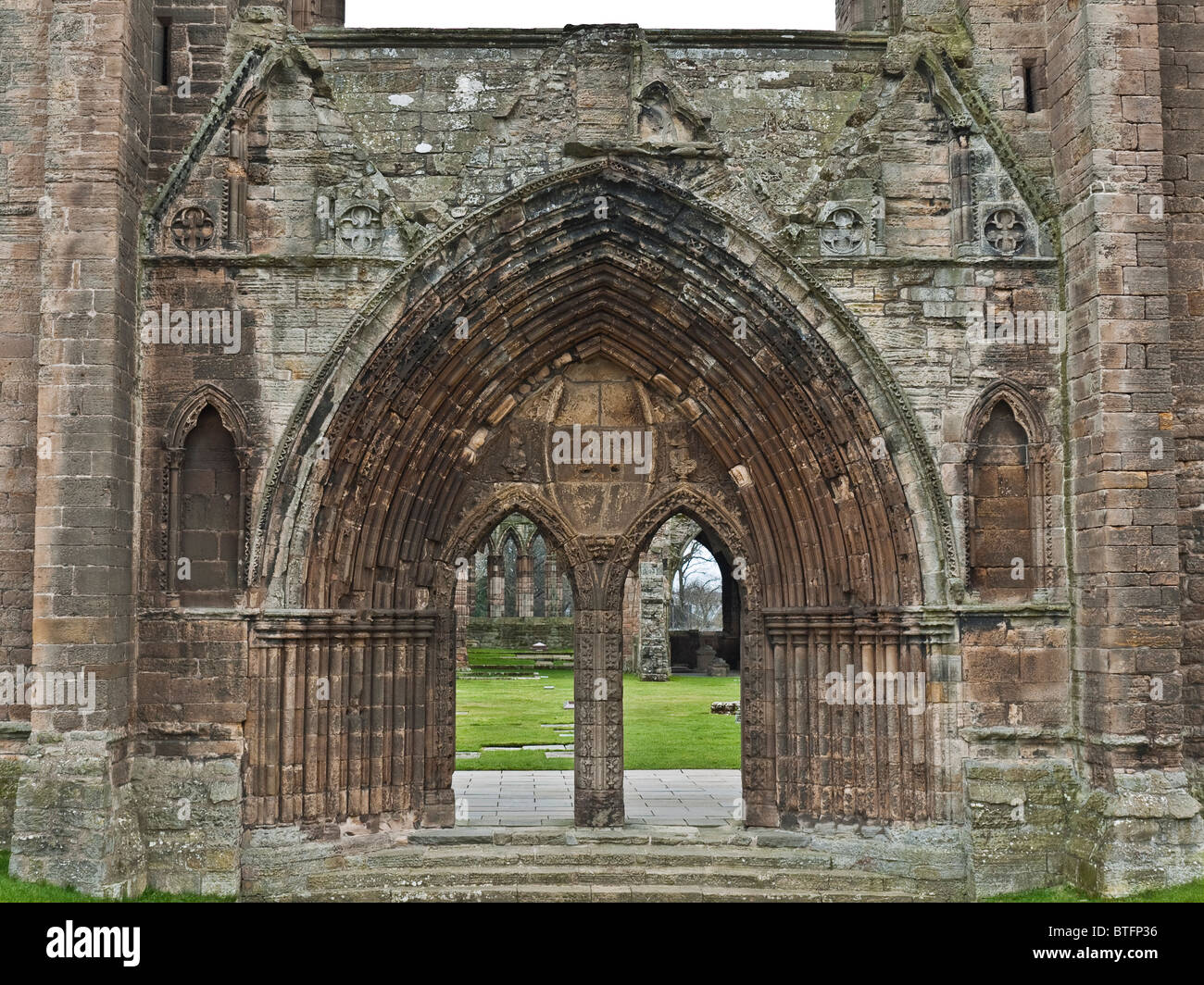 Detail of entrance, Elgin Cathedral 'The Lantern of the North' Elgin, Scotland, UK Stock Photo