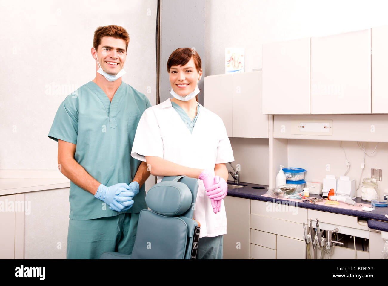 A portrait of a dentist and an assistant Stock Photo