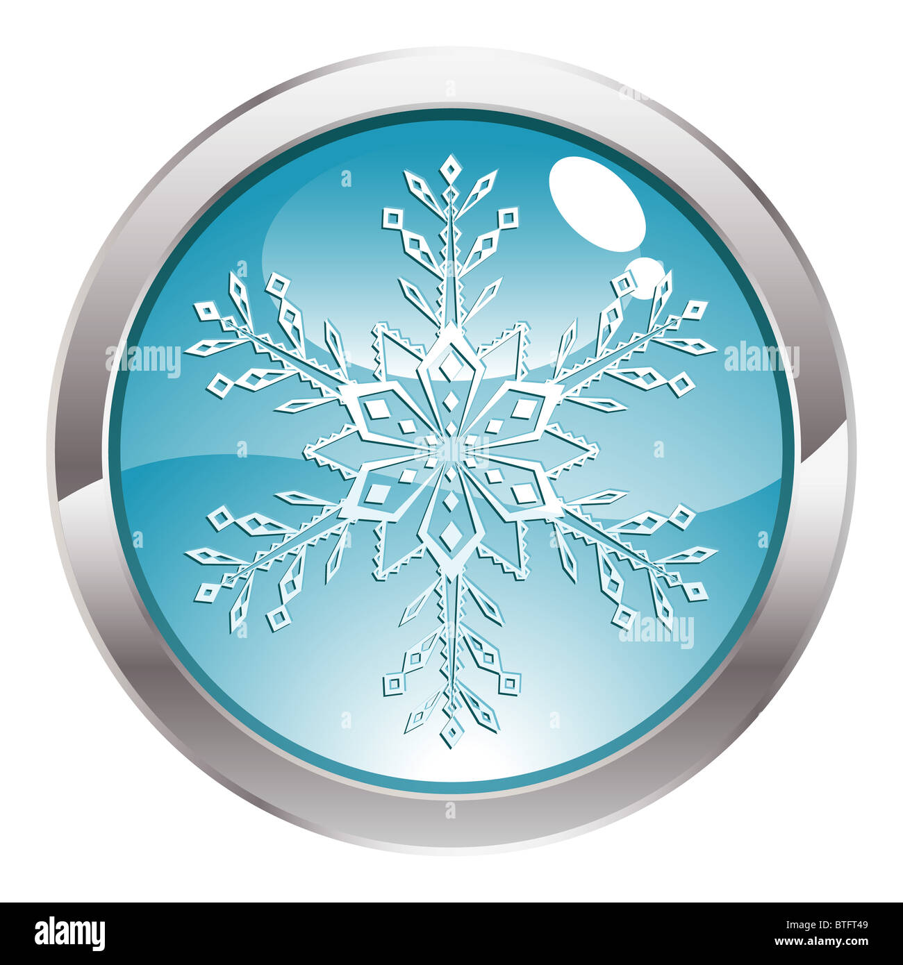 Three Dimensional circle button with Snowflake icon, vector ...