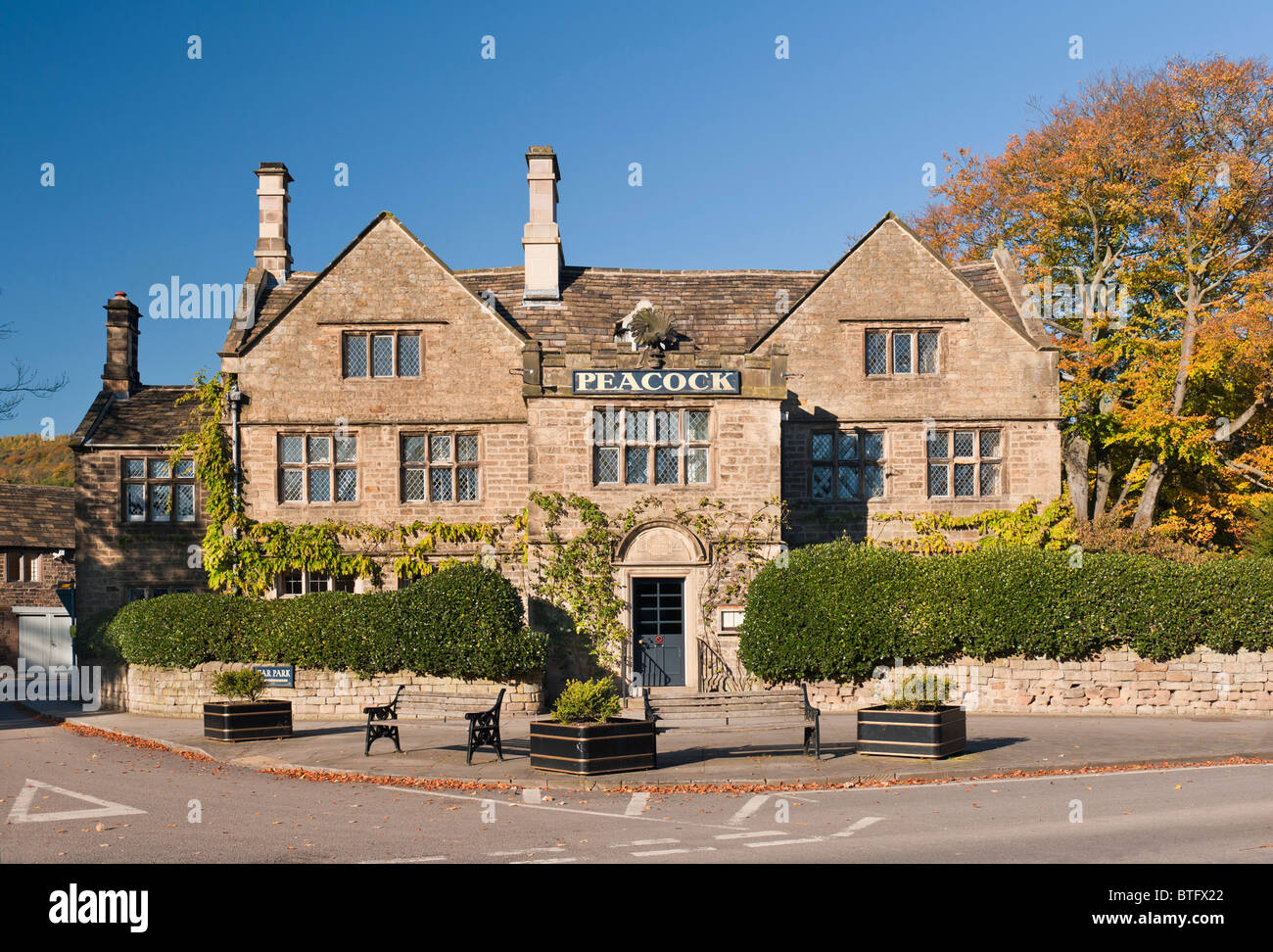 The Peacock Hotel, Rowsley, Derbyshire, England, UK. The Peacock is a small luxury hotel, with sixteen bedrooms, in the Derbyshire Peak District. Stock Photo