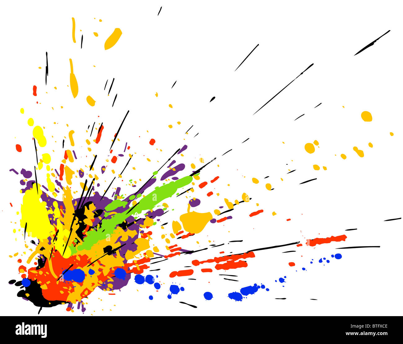 Colorful illustrated design of paint spill grunge Stock Photo