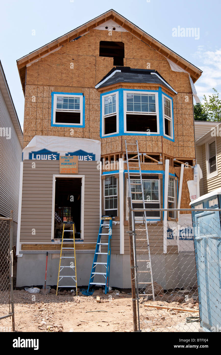 House under construction by Habitat for Humanity in Newark NJ USA Stock Photo