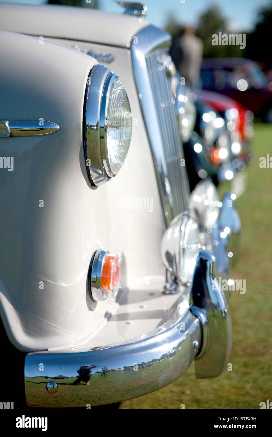 beautiful vintage car on display at a vintage car show Stock Photo