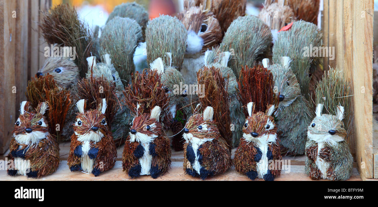 Squirrels made of hay handicraft craftsmanship of Poland Stock Photo
