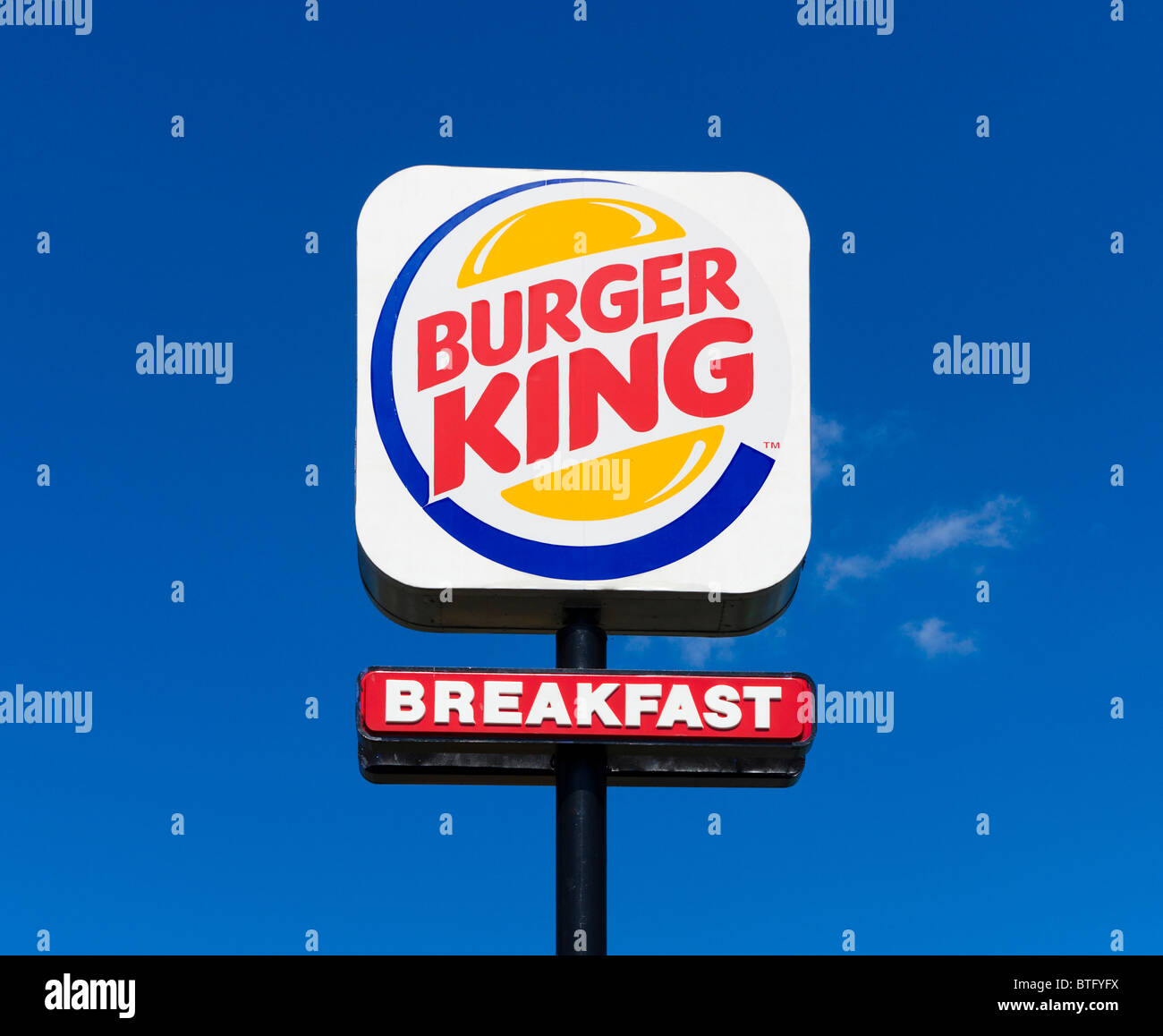 Burger King fast food restaurant sign on International Drive, Orlando, Central Florida, USA Stock Photo