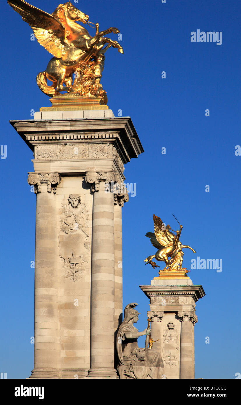 France, Paris, Pont Alexandre III bridge, Stock Photo
